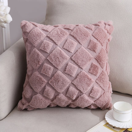 Double-Sided Plush Pillow Home Sofa Cushion Pillowcase, Size: 45x45cm Pillowcase + Core(Pink Square)-garmade.com
