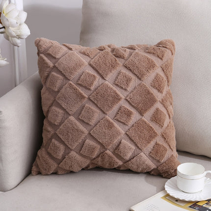 Double-Sided Plush Pillow Home Sofa Cushion Pillowcase, Size: 45x45cm Pillowcase + Core(Brown Square)-garmade.com
