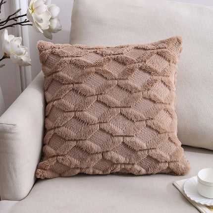 Double-Sided Plush Pillow Home Sofa Cushion Pillowcase, Size: 45x45cm Pillowcase + Core(Brown Rings)-garmade.com