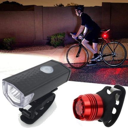 Bicycle Highlight USB Rechargeable Lamp Waterproof Bicycle Headlight Taillight Set(Headlight + Taillight)-garmade.com