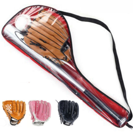 3 in1 Aluminum Alloy Baseball Bat + Baseball + Storage Bag Set(with Brown Gloves)-garmade.com