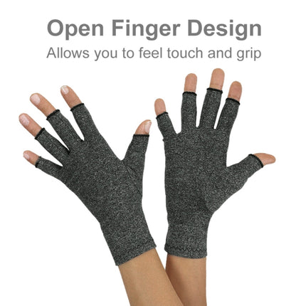 Half Finger Cycling Gloves Arthritis Pressure Health Gloves High Elastic Breathable Anti-edema Rehabilitation Riding Glov, Size:L (Gray)-garmade.com