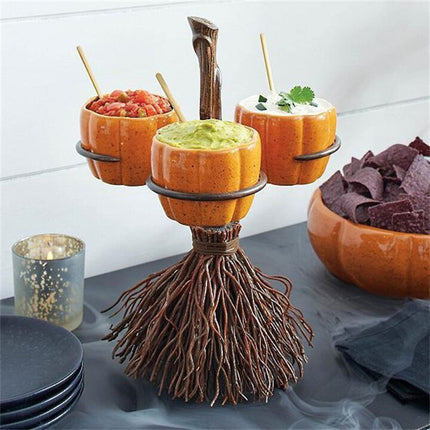 Halloween Pumpkin Snack Bowl Stand Decorative Storage Rack,Style: Three Cups Set-garmade.com