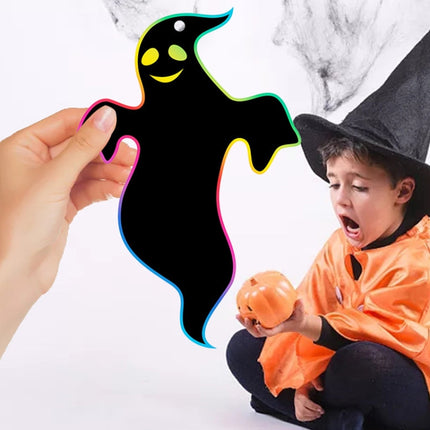 24 PCS / Set GG-24 Children Colorful Halloween Scratch Painting Set DIY Funny Ornaments Holiday Scratch Painting Paper-garmade.com