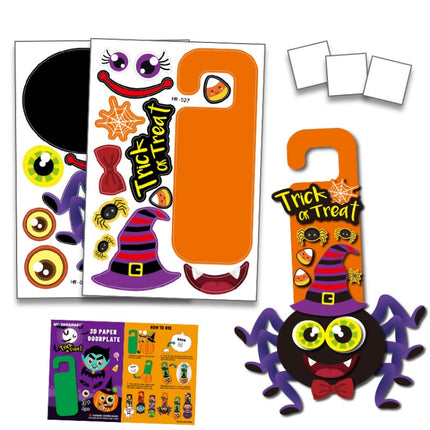 1 Sets Children Cartoon Halloween Decoration Door Hanging Stickers Holiday DIY Game Emoticons(Spider)-garmade.com