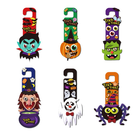 1 Sets Children Cartoon Halloween Decoration Door Hanging Stickers Holiday DIY Game Emoticons(Witch)-garmade.com