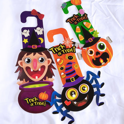 1 Sets Children Cartoon Halloween Decoration Door Hanging Stickers Holiday DIY Game Emoticons(Pumpkin)-garmade.com
