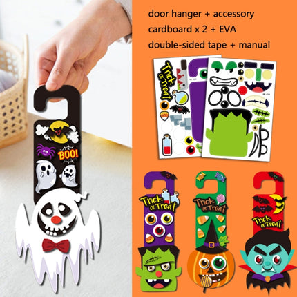 1 Sets Children Cartoon Halloween Decoration Door Hanging Stickers Holiday DIY Game Emoticons(Ghost)-garmade.com