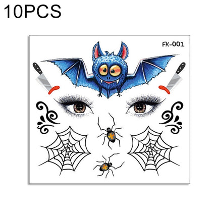 10 PCS Water Transfer Stickers Children Cartoon Halloween Funny Tattoo Stickers Horror Decoration Face Stickers(FK-001)-garmade.com