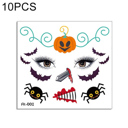 10 PCS Water Transfer Stickers Children Cartoon Halloween Funny Tattoo Stickers Horror Decoration Face Stickers(FK-002)-garmade.com