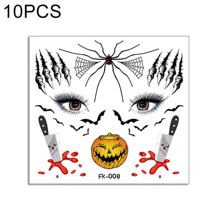 10 PCS Water Transfer Stickers Children Cartoon Halloween Funny Tattoo Stickers Horror Decoration Face Stickers(FK-008)-garmade.com