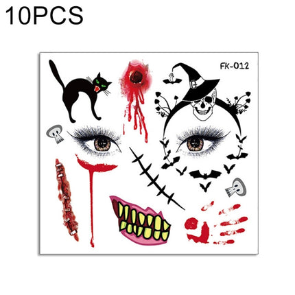 10 PCS Water Transfer Stickers Children Cartoon Halloween Funny Tattoo Stickers Horror Decoration Face Stickers(FK-012)-garmade.com
