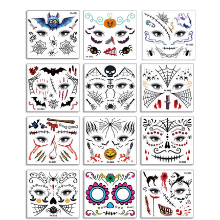 10 PCS Water Transfer Stickers Children Cartoon Halloween Funny Tattoo Stickers Horror Decoration Face Stickers(FK-011)-garmade.com