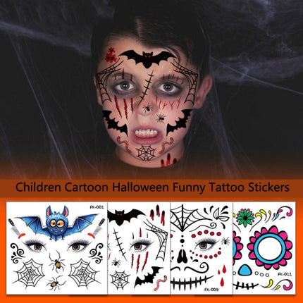 10 PCS Water Transfer Stickers Children Cartoon Halloween Funny Tattoo Stickers Horror Decoration Face Stickers(FK-001)-garmade.com