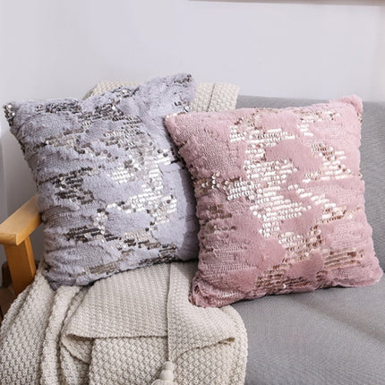 Double-sided Sequin Plush Pillowcase + Pillow Home Living Room Sofa Cushion, Specification: 40x40cm(39 Lightning Sequins White)-garmade.com
