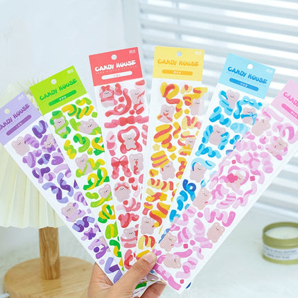 1pc Candy House Series Stickers Hand-Painted Cartoon Cute Ribbon Hand Account Stickers,Random Color-garmade.com