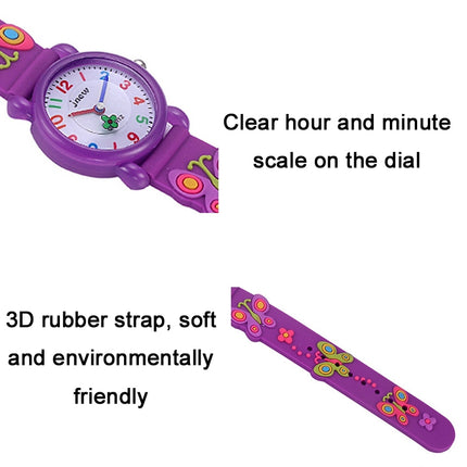 JNEW A335-21975 Children 3D Silicone Cartoon Butterfly Waterproof Quartz Watch(White)-garmade.com