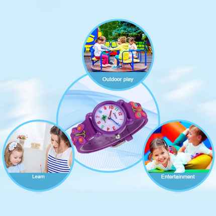 JNEW A335-21975 Children 3D Silicone Cartoon Butterfly Waterproof Quartz Watch(Purple)-garmade.com