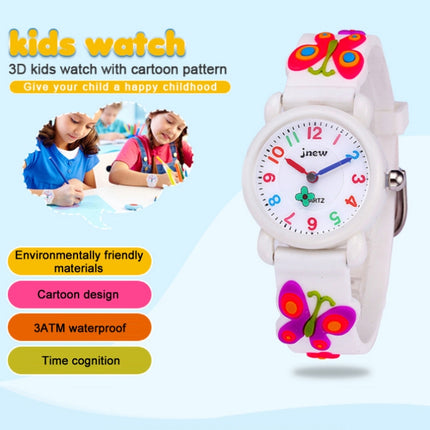 JNEW A335-21975 Children 3D Silicone Cartoon Butterfly Waterproof Quartz Watch(White)-garmade.com