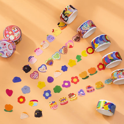 5 PCS Washi Tape Sweetheart Bubble Machine Series Special-Shaped Hand-Painted Cartoon Hand Account Decoration Stickers(Vinegar Flowers)-garmade.com