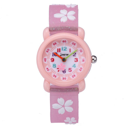 JNEW A335-86195 Children Cute Cartoon Waterproof Time Cognitive Quartz Watch(Sakura (Pink))-garmade.com