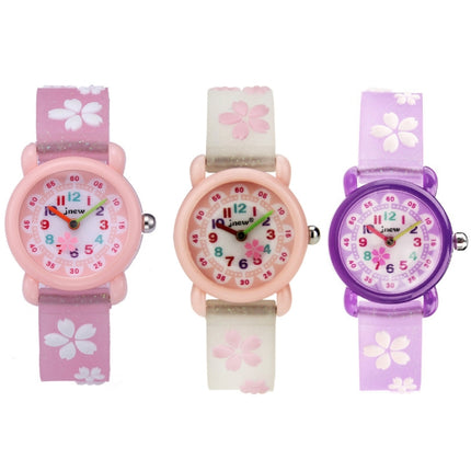 JNEW A335-86195 Children Cute Cartoon Waterproof Time Cognitive Quartz Watch(Sakura (White))-garmade.com