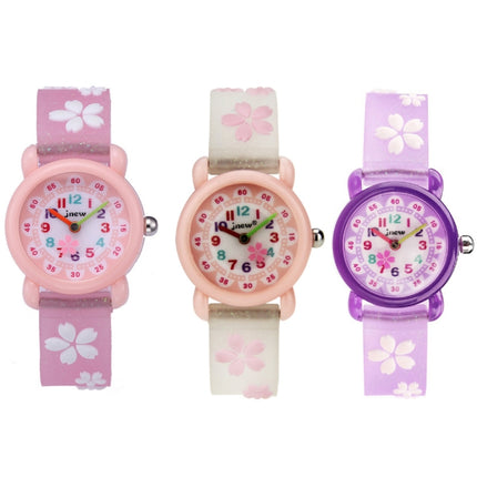 JNEW A335-86195 Children Cute Cartoon Waterproof Time Cognitive Quartz Watch(Sakura (Purple))-garmade.com