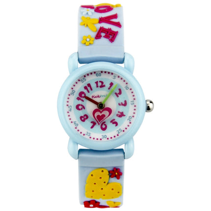 JNEW A335-86195 Children Cute Cartoon Waterproof Time Cognitive Quartz Watch(Love Print (Blue))-garmade.com