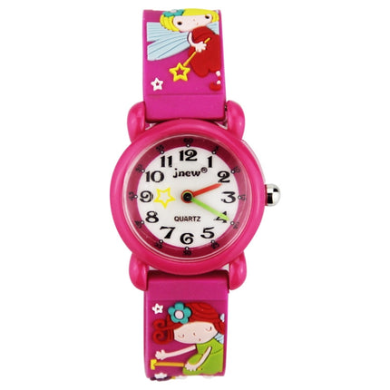 JNEW A335-86195 Children Cute Cartoon Waterproof Time Cognitive Quartz Watch(Magic Fairy (Rose Red))-garmade.com