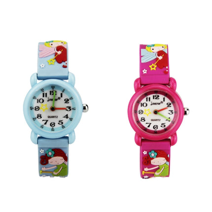 JNEW A335-86195 Children Cute Cartoon Waterproof Time Cognitive Quartz Watch(Magic Fairy (Rose Red))-garmade.com