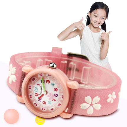 JNEW A335-86195 Children Cute Cartoon Waterproof Time Cognitive Quartz Watch(Sakura (Pink))-garmade.com