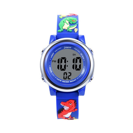 JNEW A380-86172 Children Cartoon 3D Castle Dinosaur Alarm Waterproof Colorful Backlight LED Electronic Watch(Dark Blue)-garmade.com