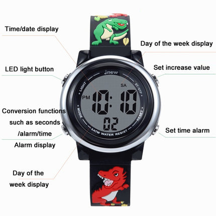 JNEW A380-86172 Children Cartoon 3D Castle Dinosaur Alarm Waterproof Colorful Backlight LED Electronic Watch(Dark Blue)-garmade.com