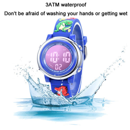 JNEW A380-86172 Children Cartoon 3D Castle Dinosaur Alarm Waterproof Colorful Backlight LED Electronic Watch(Dark Blue)-garmade.com