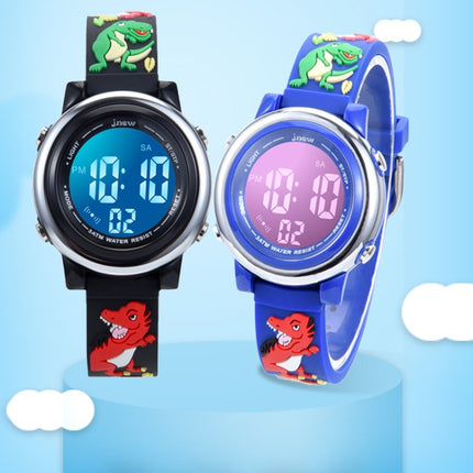 JNEW A380-86172 Children Cartoon 3D Castle Dinosaur Alarm Waterproof Colorful Backlight LED Electronic Watch(Dark Blue)-garmade.com