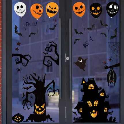 Halloween Decoration Stickers Pumpkin Lamp Spider Ghost Electrostatic Stickers,Style: BQ040ABCD-50-51-garmade.com