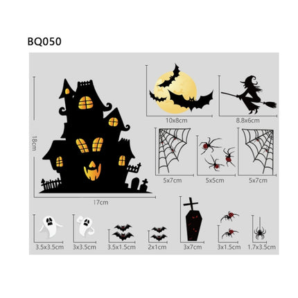 Halloween Decoration Stickers Pumpkin Lamp Spider Ghost Electrostatic Stickers,Style: BQ040ABCD-50-51-garmade.com