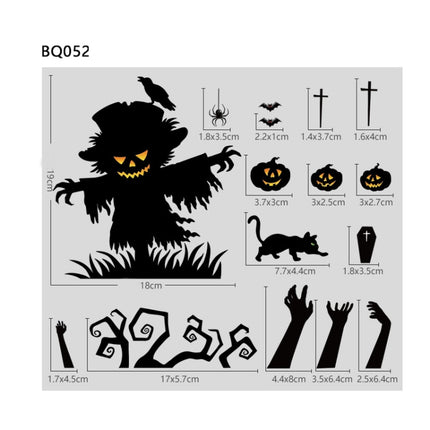 Halloween Decoration Stickers Pumpkin Lamp Spider Ghost Electrostatic Stickers,Style: BQ049 + 050 + 052-garmade.com