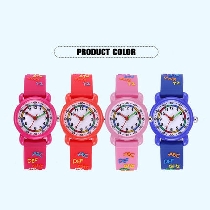 JNEW A335-20094 Children 3D Cartoon Letters Rubber Shell Waterproof Quartz Watch(Red)-garmade.com