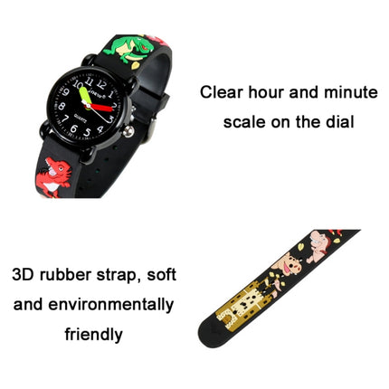 JNEW A335-86172 Children Cute Cartoon 3D Dinosaur Waterproof Silicone Strap Quartz Watch(Rubber Shell Gray)-garmade.com