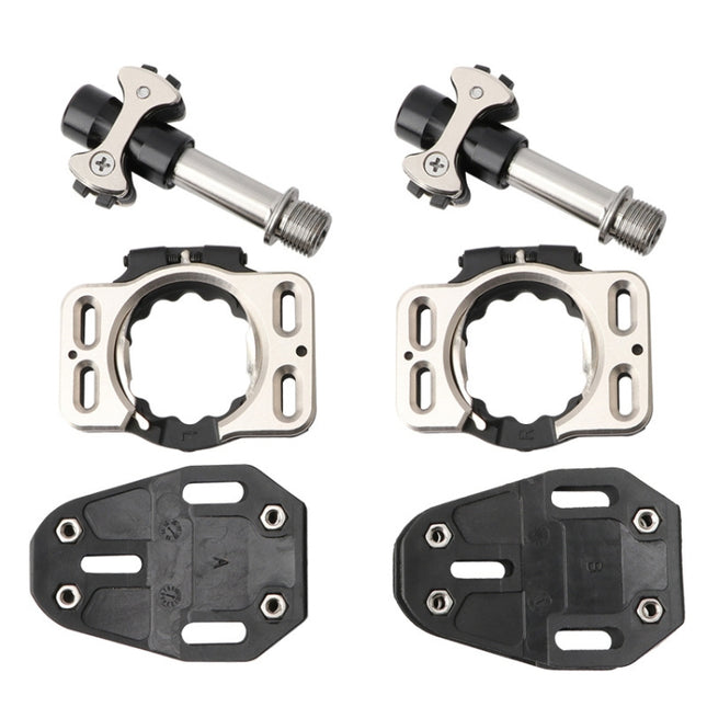 MEROCA Road Lock Shoes Card Three Pardin Bicycle Lollipops Self-Locking Pedal With Lock, Style: Titanium Alloy Axis (Black)-garmade.com