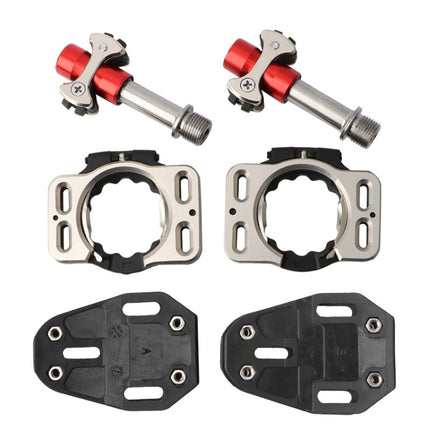 MEROCA Road Lock Shoes Card Three Pardin Bicycle Lollipops Self-Locking Pedal With Lock, Style: Titanium Alloy Axis (Red)-garmade.com