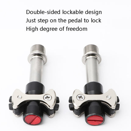 MEROCA Road Lock Shoes Card Three Pardin Bicycle Lollipops Self-Locking Pedal With Lock, Style: Titanium Alloy Axis (Red)-garmade.com