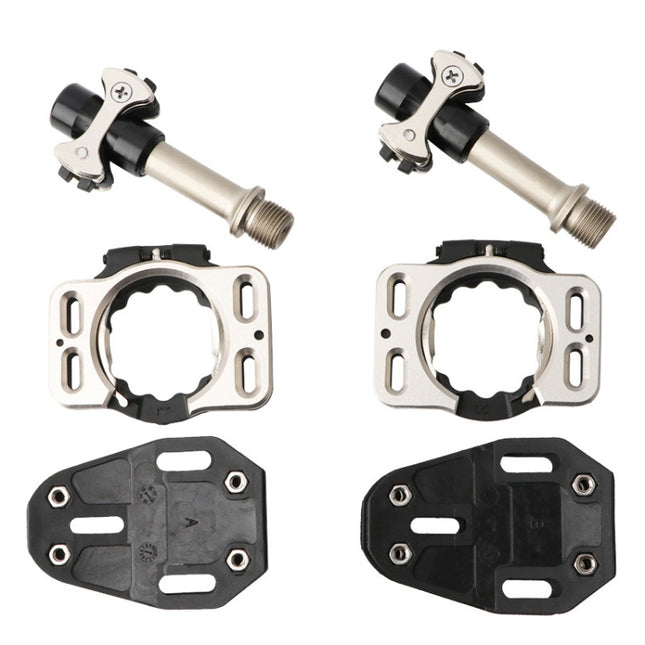 MEROCA Road Lock Shoes Card Three Pardin Bicycle Lollipops Self-Locking Pedal With Lock, Style: Steel Axis (Black)-garmade.com