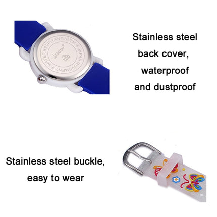 JNEW A335-20082 Children Cartoon 3D Butterfly Waterproof Time Cognitive Silicone Jelly Strap Quartz Watch(Loose Powder White)-garmade.com