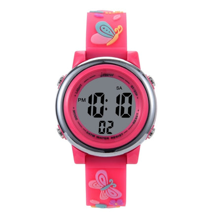 JNEW A86628 Student Cartoon 3D Butterfly Multi-Function Waterproof LED Sports Electronic Watch(Red)-garmade.com