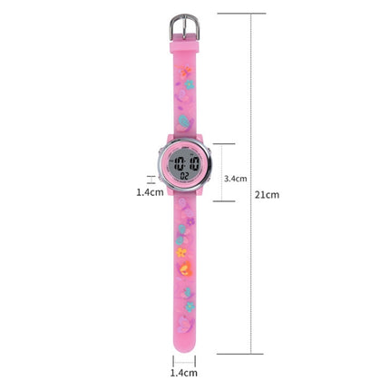 JNEW A86628 Student Cartoon 3D Butterfly Multi-Function Waterproof LED Sports Electronic Watch(Dark Purple)-garmade.com