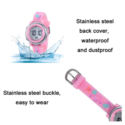 JNEW A86628 Student Cartoon 3D Butterfly Multi-Function Waterproof LED Sports Electronic Watch(Dark Purple)-garmade.com