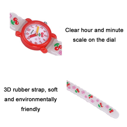 JNEW A335-86236 Children Cute Cartoon Cherry Waterproof 3D Silicone Quartz Watch(Red)-garmade.com