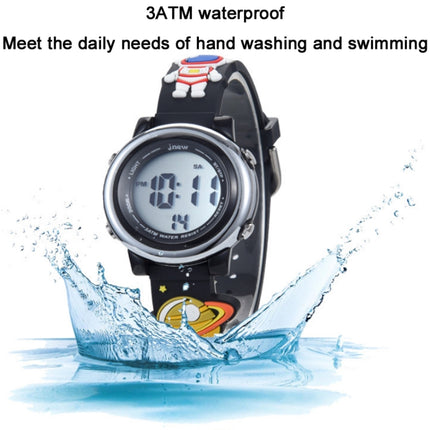 JNEW A380-86161 Children Cartoon 3D Space Planet Multifunctional Waterproof Sports LED Electronic Watch(Black)-garmade.com